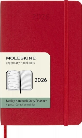 2026 ΗΜΕΡΟΛΟΓΙΟ MOLESKINE POCKET (9x14cm) SOFT COVER SCARLET RED WEEKLY DIARY PLANNER (ΕΒΔΟΜΑΔΙΑΙΟ ΗΜΕΡΟΛΟΓΙΟ ΕΤΟΥΣ)