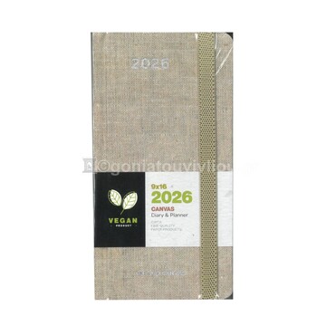 2026 ΗΜΕΡΟΛΟΓΙΟ ΑΤΖΕΝΤΑ ΕΒΔΟΜΑΔΙΑΙΟ CANVAS 9x16cm ΚΡΕΜ ΜΕ ΛΑΣΤΙΧΟ 626120994 (UNIPAP)