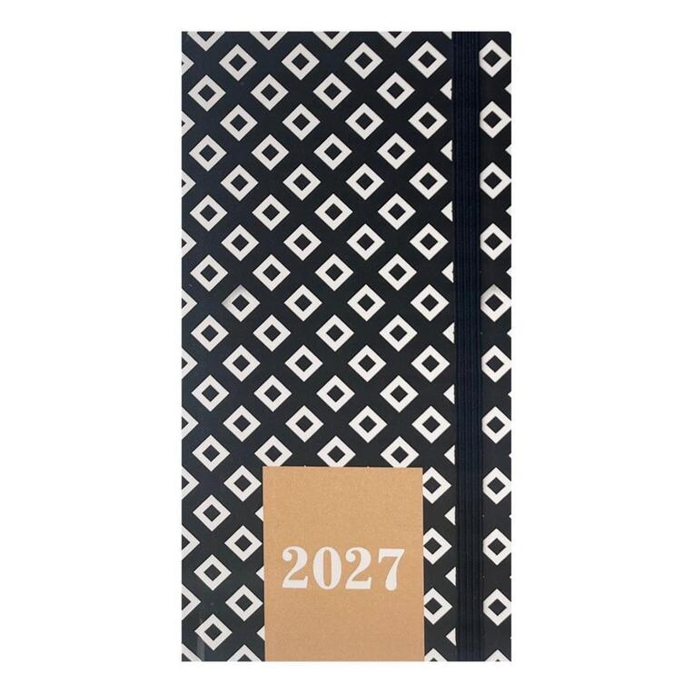 2027 ΗΜΕΡΟΛΟΓΙΟ ΕΒΔΟΜΑΔΙΑΙΟ ΑΤΖΕΝΤΑ 8x16cm BLACK AND WHITE ΡΟΜΒΟΙ ΜΕ ΛΑΣΤΙΧΟ 587892 (TESORO)