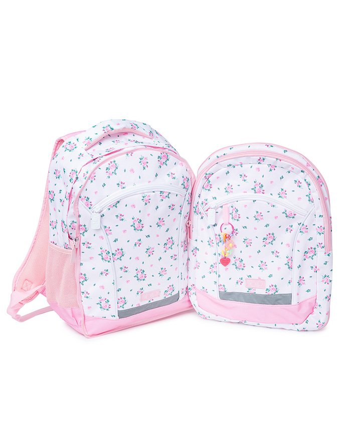YOLO ΣΧΟΛΙΚΗ ΤΣΑΝΤΑ ΣΑΚΙΔΙΟ ΠΛΑΤΗΣ 2 ΣΕ 1 PINK FLOWERS 11147