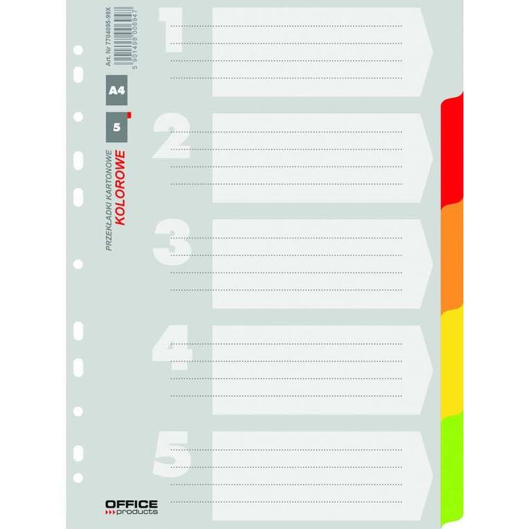 OFFICE PRODUCTS  ΔΙΑΧΩΡΙΣΤΙΚΟ ΕΥΡΕΤΗΡΙΟ ΧΑΡΤΙΝΟ ΧΡΩΜΑΤΙΣΤΟ A4 (21x29,7cm) 5 ΘΕΜΑΤΩΝ 2107052199