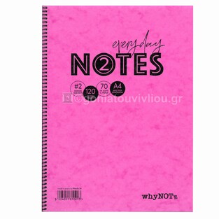 WHYNOTE ΤΕΤΡΑΔΙΟ ΣΠΙΡΑΛ Α4 (21x29,7cm) 2 ΘΕΜΑΤΩΝ 60φ PRESPAN ΡΟΖ 810001