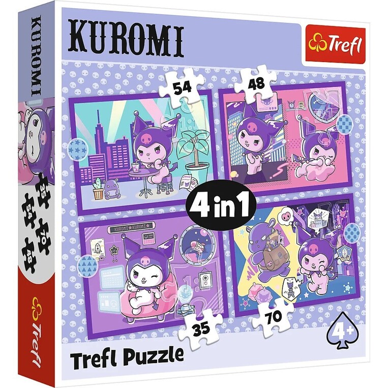 TREFL ΠΑΖΛ 4 ΣΕ 1 (35 / 48 / 54 / 70τεμ) HELLO KITTY DAY WITH KUROMI 34676