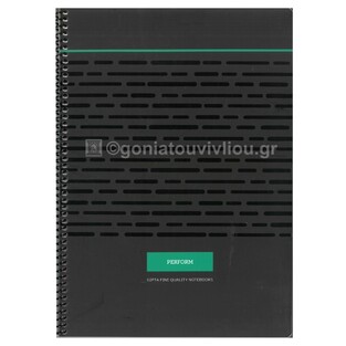 UNIPAP GIPTA ΤΕΤΡΑΔΙΟ ΣΠΙΡΑΛ A4 (21x29,7cm) 4 ΘΕΜΑΤΩΝ 80φ ΠΕΡΦΟΡΕ PERFORM ΠΡΑΣΙΝΟ 35733
