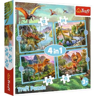 TREFL ΠΑΖΛ 4 ΣΕ 1 (12/15/20/24τεμ) UNIQUE DINOSAURS 34609