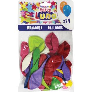 LUNA ΣΕΤ ΜΠΑΛΟΝΙΑ 24cm ΠΟΛΥΧΡΩΜΑ 24τεμ 88902