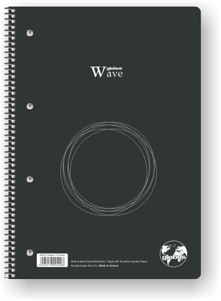 GLOBUS ΤΕΤΡΑΔΙΟ ΣΠΙΡΑΛ 17x25cm 2 ΘΕΜΑΤΩΝ 100φ WAVE ΜΑΥΡΟ WW21