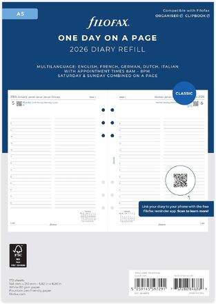 2026 ΗΜΕΡΟΛΟΓΙΟ FILOFAX A5 (14,8x21cm) ΑΝΤΑΛΛΑΚΤΙΚΟ ΗΜΕΡΑ ΣΕ ΜΙΑ ΣΕΛΙΔΑ (ΣΕ 5 ΓΛΩΣΣΕΣ) 2668515