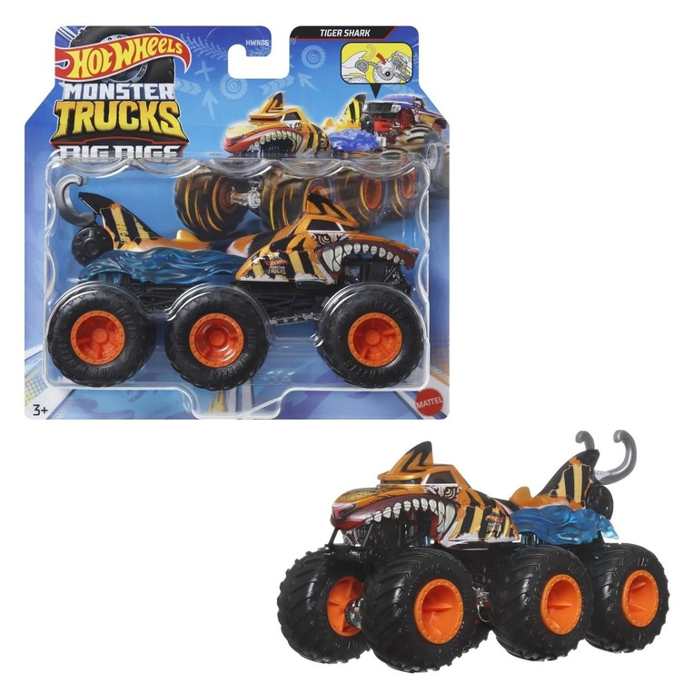 MATTEL HOT WHEELS MONSTER TRUCKS BIG RIGS HW TIGER SHARK ΝΤΑΛΙΚΑ ΜΕ 6 ΡΟΔΕΣ HWN86 / HWN88