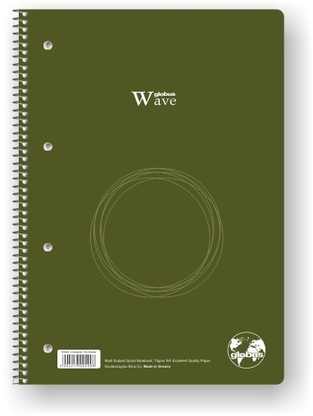 GLOBUS ΤΕΤΡΑΔΙΟ ΣΠΙΡΑΛ 17x25cm 2 ΘΕΜΑΤΩΝ 100φ WAVE ΠΡΑΣΙΝΟ ΛΑΔΙ WW21