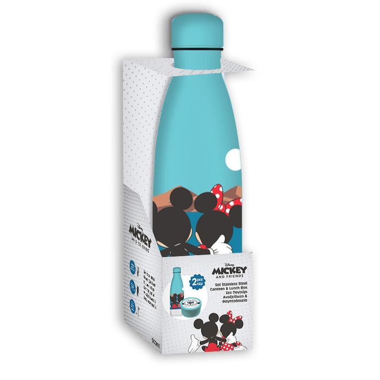 ΠΑΓΟΥΡΙ ΑΝΟΞΕΙΔΩΤΟ 500ml ΚΑΙ ΦΑΓΗΤΟΔΟΧΕΙΟ ΤΑΠΕΡ ΠΛΑΣΤΙΚΟ 130ml MICKEY I FELL IN LOVE IN GREECE 566080