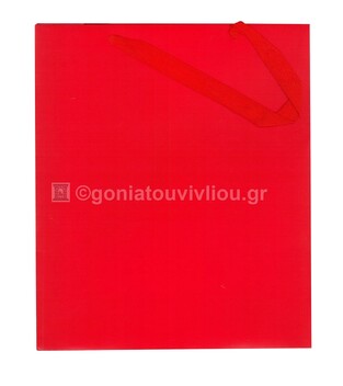 ΤΣΑΝΤΑ ΣΑΚΟΥΛΑ ΧΑΡΤΙΝΗ ΜΟΝΟΧΡΩΜΗ ΜΑΤ ΜΕ ΥΦΑΣΜΑΤΙΝΟ ΚΟΡΔΟΝΙ 10x33x28 ΚΟΚΚΙΝΗ