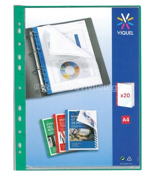 VIQUEL ΣΟΥΠΛ A4 (21x29,7cm) 20φ ΜΕ ΤΡΥΠΕΣ ΓΙΑ ΑΡΧΕΙΟΘΕΤΗΣΗ ΠΡΑΣΙΝΟ 116387