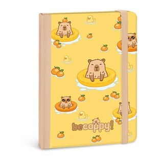 LEBEZ ΣΗΜΕΙΩΜΑΤΑΡΙΟ ΒΙΒΛΙΟΔΕΤΗΜΕΝΟ ΜΕ ΛΑΣΤΙΧΟ A6 10,5x14,8cm 80φ ΜΕ ΤΕΛΕΙΕΣ CAPYBARA ΚΙΤΡΙΝΟ