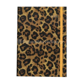 2026 ΗΜΕΡΟΛΟΓΙΟ ΗΜΕΡΗΣΙΟ ΥΠΟΚΙΤΡΙΝΟ 14x21cm LEOPAR ΚΑΦΕ ΑΝΟΙΧΤΟ ΜΕ ΛΑΣΤΙΧΟ ΚΑΙ ΣΤΥΛΟΘΗΚΗ 102 (ΠΛΑΝΟΓΡΑΜΜΑ)