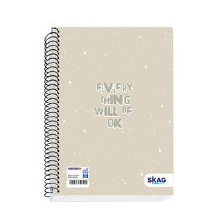 SKAG ΤΕΤΡΑΔΙΟ ΣΠΙΡΑΛ 17x25cm 2 ΘΕΜΑΤΩΝ 60φ UNIVERSITY FUN EVERYTHING WILL BE OK 9222