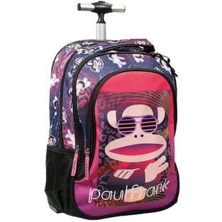 BACK ME UP PAUL FRANK ΣΧΟΛΙΚΗ ΤΣΑΝΤΑ ΣΑΚΙΔΙΟ TROLLEY ΤΡΟΛΕΙ ΔΗΜΟΤΙΚΟΥ ANIMAL PRINT ΜΩΒ ΣΚΟΥΡΟ ΤΥΡΚΟΥΑΖ ΜΕ ΦΑΤΣΟΥΛΕΣ 34667074