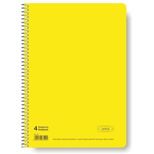 ORBIS ΤΕΤΡΑΔΙΟ ΣΠΙΡΑΛ A4 (21x29,7cm) 4 ΘΕΜΑΤΩΝ 120φ FLUO ΚΙΤΡΙΝΟ FU40