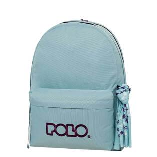 POLO ΣΧΟΛΙΚΗ ΤΣΑΝΤΑ ΣΑΚΙΔΙΟ ΠΛΑΤΗΣ ORIGINAL DOUBLE SCARF 30lt ΑΝΟΙΧΤΟ ΓΑΛΑΖΙΟ ΜΕ ΜΩΒ ΓΡΑΜΜΑΤΑ 901235 5347