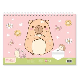 MUST TEAM ΜΠΛΟΚ ΖΩΓΡΑΦΙΚΗΣ 23x33cm 40φ ΜΕ ΣΤΕΝΣΙΛ ΚΑΙ ΑΥΤΟΚΟΛΛΗΤΑ CAPYBARA ΡΟΖ 587451