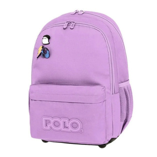 POLO ΣΧΟΛΙΚΗ ΤΣΑΝΤΑ ΣΑΚΙΔΙΟ ΠΛΑΤΗΣ ΔΗΜΟΤΙΚΟΥ PINS ΜΩΒ ΛΙΛΑ 20lt 901059 4501