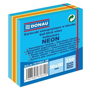 DONAU ΑΥΤΟΚΟΛΛΗΤΑ ΧΑΡΤΑΚΙΑ ΣΗΜΕΙΩΣΕΩΝ ΚΥΒΟΣ MINI 5x5cm NEON ΧΡΩΜΑΤΙΣΤΟΣ ΜΠΛΕ ΑΠΟΧΡΩΣΕΙΣ 250φ 757504199