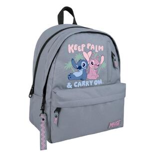 MUST TEAM ΣΧΟΛΙΚΗ ΤΣΑΝΤΑ ΣΑΚΙΔΙΟ ΠΛΑΤΗΣ 2 ΘΗΚΕΣ LILO AND STITCH KEEP PALM AND CARRY ON ΓΚΡΙ 565676