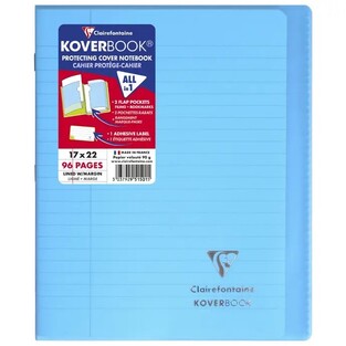 CLAIREFONTAINE KOVERBOOK ΤΕΤΡΑΔΙΟ ΣΗΜΕΙΩΜΑΤΑΡΙΟ ΚΑΡΦΙΤΣΑ ΜΕ ΠΛΑΣΤΙΚΟ ΕΞΩΦΥΛΛΟ 17x22cm ΜΕ ΓΡΑΜΜΕΣ 48φ ΓΑΛΑΖΙΟ