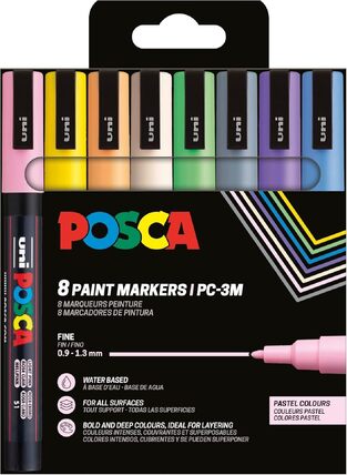 POSCA ΣΕΤ ΜΑΡΚΑΔΟΡΟΙ ΔΙΑΦΟΡΑ ΧΡΩΜΑΤΑ PC-3M 8τεμ PASTEL COLOR