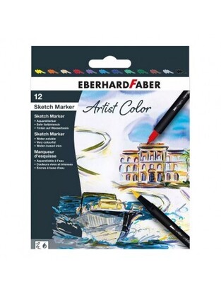 EBERHARD FABER ΣΕΤ ΜΑΡΚΑΔΟΡΟΙ ARTIST COLOR ΜΕ ΔΙΠΛΗ ΜΥΤΗ ΠΙΝΕΛΟ 12τεμ