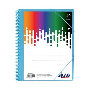SKAG ΣΟΥΠΛ ΣΠΙΡΑΛ A4 (21x29,7cm) ΜΕ ΔΙΑΦΑΝΗ ΘΗΚΗ ΣΤΟ ΕΞΩΦΥΛΛΟ ΚΑΙ ΛΑΣΤΙΧΟ 40φ ΓΑΛΑΖΙΟ 305341