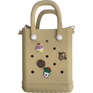 CACTUS CROCBAG ΤΣΑΝΤΑΚΙ ΚΑΘΕΤΟ ΜΕ ΔΙΑΚΟΣΜΗΤΙΚΑ PINS 16x20cm ΜΠΕΖ