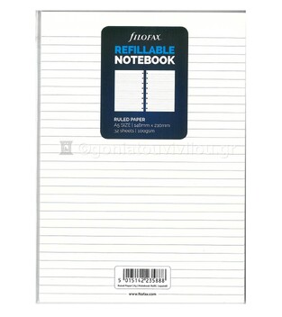 FILOFAX A5 (14.8x21mm) ΑΝΤΑΛΛΑΚΤΙΚΟ REFILL WHITE RULED NOTEPAPER (ΛΕΥΚΑ ΡΙΓΕ ΦΥΛΛΑ ΣΗΜΕΙΩΣΕΩΝ) 152008