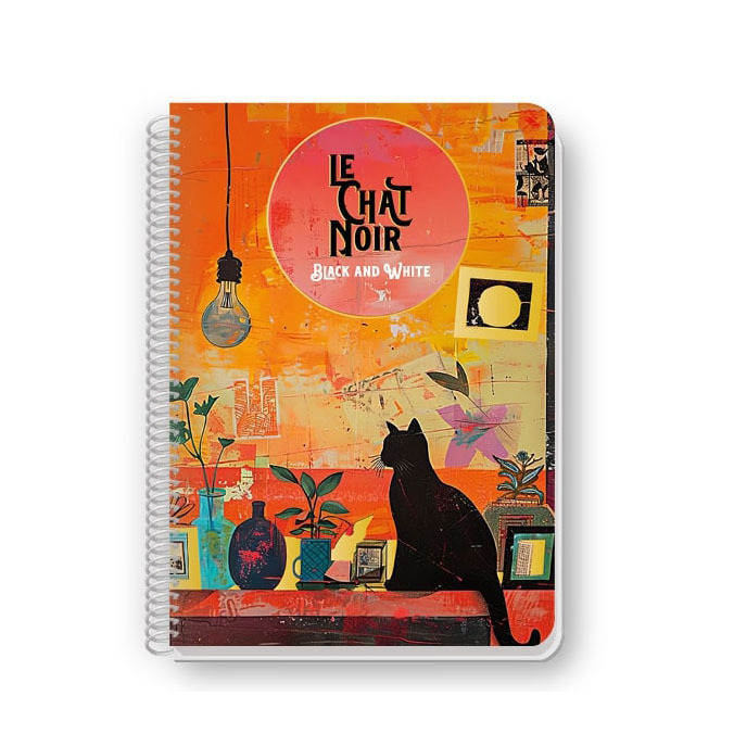 BLACK AND WHITE ΤΕΤΡΑΔΙΟ ΣΠΙΡΑΛ A4 (21x29,7cm) 3 ΘΕΜΑΤΩΝ 90φ LE CHAT NOIR ΚΟΚΚΙΝΟ 15573