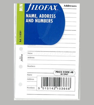 FILOFAX MINI ΑΝΤΑΛΛΑΚΤΙΚΟ NAME ADDRESS AND NUMBERS (ΤΗΛΕΦΩΝΙΚΟ ΕΥΡΕΤΗΡΙΟ) 510201