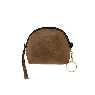 POLO ΠΟΡΤΟΦΟΛΙ ΜΠΡΕΛΟΚ MINI WALLET ΑΠΟ ΔΕΡΜΑΤΙΝΗ ΚΑΦΕ ΣΤΡΟΓΓΥΛΟ 938004