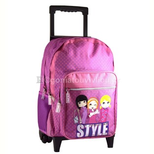 LYC SAC ΣΧΟΛΙΚΗ ΤΣΑΝΤΑ ΣΑΚΙΔΙΟ TROLLEY ΤΡΟΛΕΙ STYLISH GIRLS LINE ΜΩΒ ΜΕ ΦΟΥΞΙΑ ΠΟΥΑ 51436