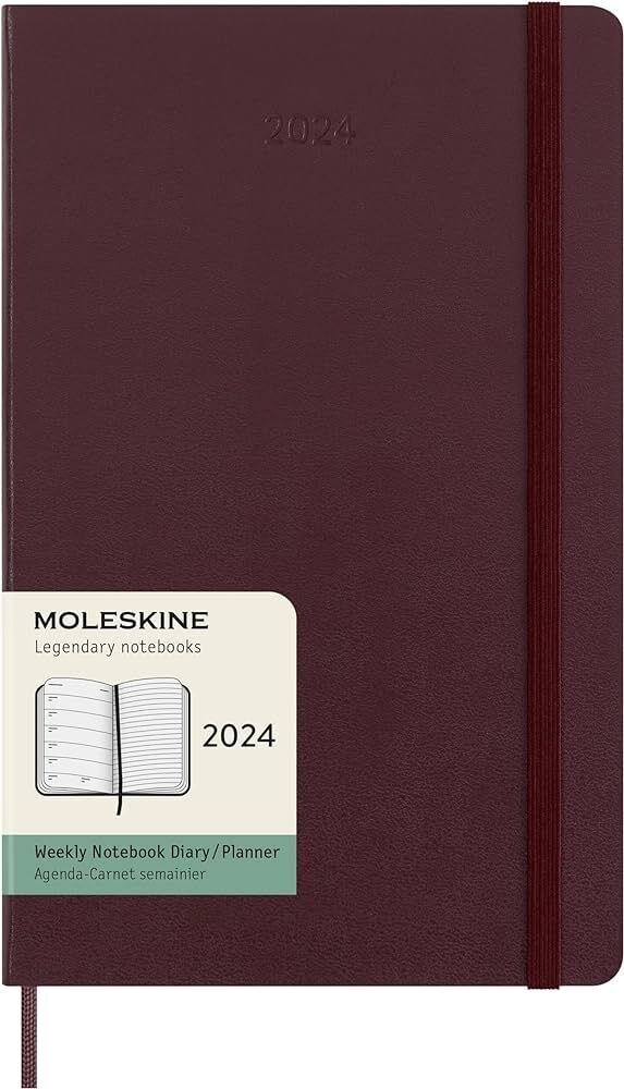 2024 ΗΜΕΡΟΛΟΓΙΟ MOLESKINE LARGE (13x21cm) HARD COVER BURGUNDY RED WEEKLY DIARY (ΕΒΔΟΜΑΔΙΑΙΟ ΗΜΕΡΟΛΟΓΙΟ ΕΤΟΥΣ)