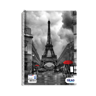 SKAG ΤΕΤΡΑΔΙΟ ΣΠΙΡΑΛ A4 (21x29,7cm) 2 ΘΕΜΑΤΩΝ 60φ UNIVERSITY FUN ΠΥΡΓΟΣ ΤΟΥ ΑΙΦΕΛ 300377