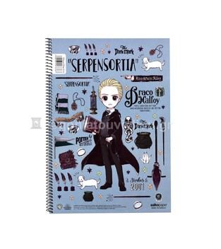 SALKO ΤΕΤΡΑΔΙΟ ΣΠΙΡΑΛ A4 (21x29,7cm) 1 ΘΕΜΑΤΟΣ 30φ HARRY POTTER MAGICAL DRACO MALFOY ΓΚΡΙ 7336