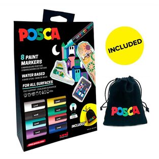 POSCA ΣΕΤ ΜΑΡΚΑΔΟΡΟΙ ΔΙΑΦΟΡΑ ΧΡΩΜΑΤΑ PC-5M 8τεμ (ΠΕΡΙΕΧΕΤΑΙ ΠΟΥΓΚΙ POSCA)