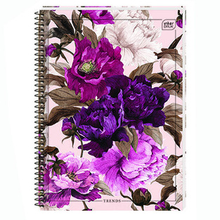 INTERDRUK ΤΕΤΡΑΔΙΟ ΣΠΙΡΑΛ A4 (21x29,7cm) 3 ΘΕΜΑΤΩΝ 90φ FLOWERS ΜΩΒ 111212968