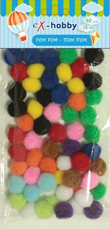 EX HOBBY ΣΕΤ POM POMS 1,5cm 60τεμ 402419