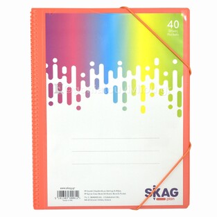 SKAG ΣΟΥΠΛ ΣΠΙΡΑΛ A4 (21x29,7cm) ΜΕ ΔΙΑΦΑΝΟ ΕΞΩΦΥΛΛΟ ΚΑΙ ΛΑΣΤΙΧΟ 40φ NEON ΠΟΡΤΟΚΑΛΙ 300612