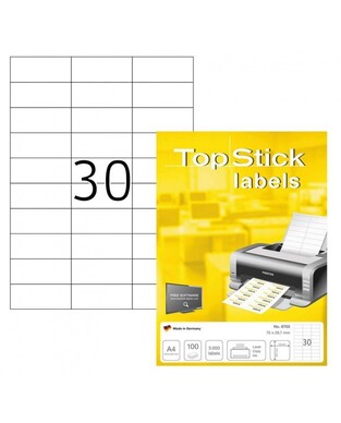 TOPSTICK LABELS ΕΤΙΚΕΤΕΣ ΓΙΑ ΕΚΤΥΠΩΣΗ ΛΕΥΚΕΣ ΑΥΤΟΚΟΛΛΗΤΕΣ 7x2,97cm 8703