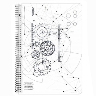 ΝΕΟΧΑΡΤ ΤΕΤΡΑΔΙΟ ΣΠΙΡΑΛ A4 (21x29,7cm) 3 ΘΕΜΑΤΩΝ 90φ GEARS ΑΣΠΡΟ 40605
