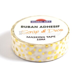 GLOBAL GIFT MASKING TAPE (WASHI TAPE) ΑΥΤΟΚΟΛΛΗΤΗ ΤΑΙΝΙΑ ΧΕΙΡΟΤΕΧΝΙΑΣ 10m ΠΟΥΑ 980339