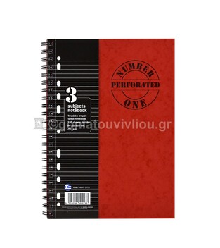 ΝΕΟΧΑΡΤ ΤΕΤΡΑΔΙΟ ΣΠΙΡΑΛ A4 (21x29,7cm) 3 ΘΕΜΑΤΩΝ 120φ ΠΕΡΦΟΡΕ ΜΕ ΤΡΥΠΕΣ NUMBER ONE PERFORATED ΚΟΚΚΙΝΟ 14591