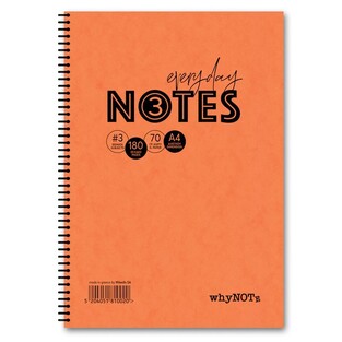 WHYNOTE ΤΕΤΡΑΔΙΟ ΣΠΙΡΑΛ Α4 (21x29,7cm) 3 ΘΕΜΑΤΩΝ 90φ PRESPAN ΠΟΡΤΟΚΑΛΙ 810002