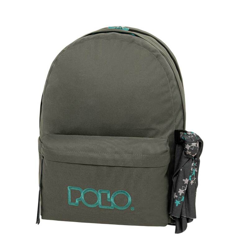 POLO ΣΧΟΛΙΚΗ ΤΣΑΝΤΑ ΣΑΚΙΔΙΟ ΠΛΑΤΗΣ ORIGINAL DOUBLE SCARF 30lt ΓΚΡΙ ΣΚΟΥΡΟ ΜΕ ΒΕΡΑΜΑΝ ΓΡΑΜΜΑΤΑ 901235 2258